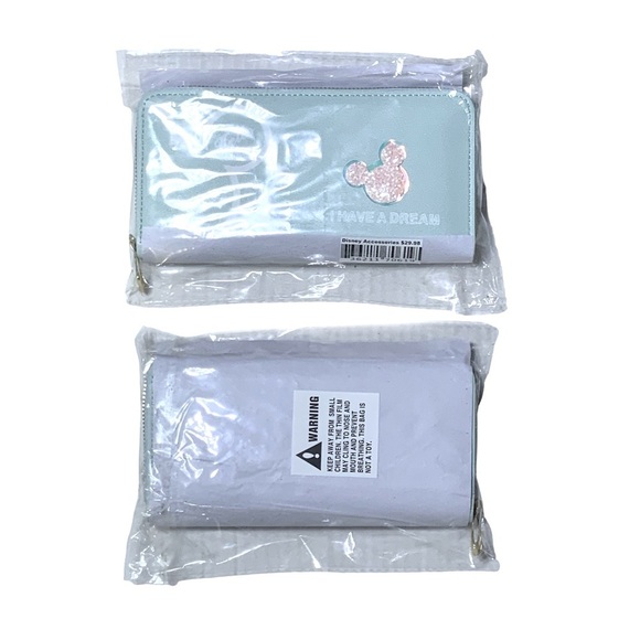 Minnie Mickey Mouse Wristlet Clutch Convertible Long Wallet Disney Theme Blue - Picture 9 of 16